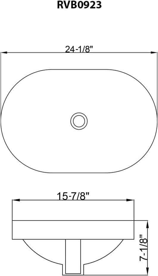 Ruvati 24.12'' Porcelain Ceramic Oval Bathroom Sink with Overflow