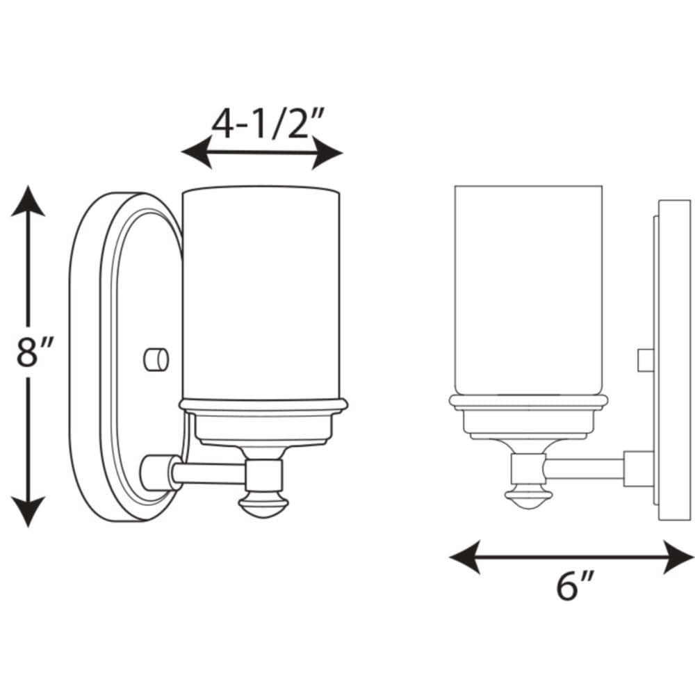 Progress Lighting Glide Collection 1-Light Wall Sconce, Brushed Nickel, Etched Opal Glass