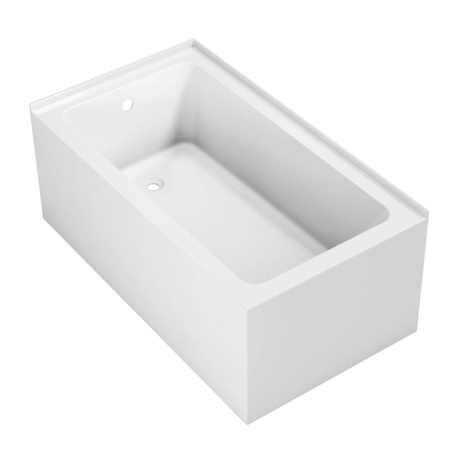Kingston Brass Aqua Eden 54-Inch Acrylic Rectangular 2-Wall Corner Alcove Tub, Hand Drain