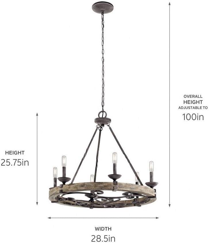 Taulbee 6 - Light Dimmable Wagon Wheel Chandelier