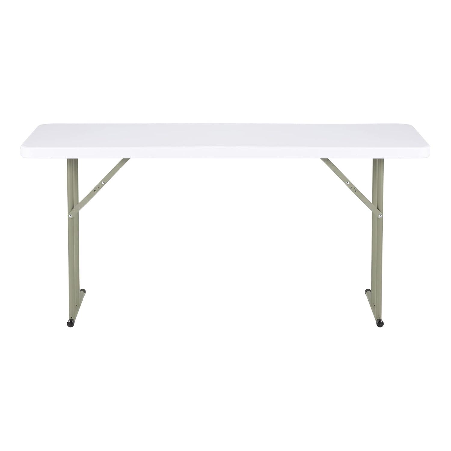 Norwood Commercial Furniture 8 ft Multipurpose Indoor Outdoor Heavy Duty Portable Blow Molded Plastic Folding Training Seminar Table 18" W x 96" L White