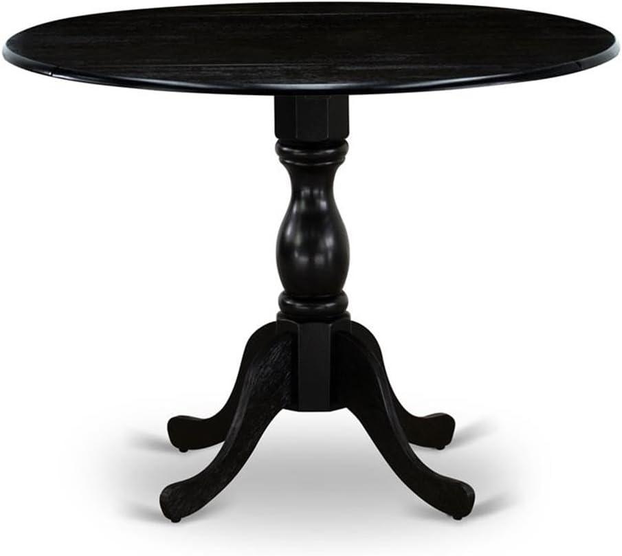 East West Furniture Dublin Wood Dining Table with Pedestal Legs in Black