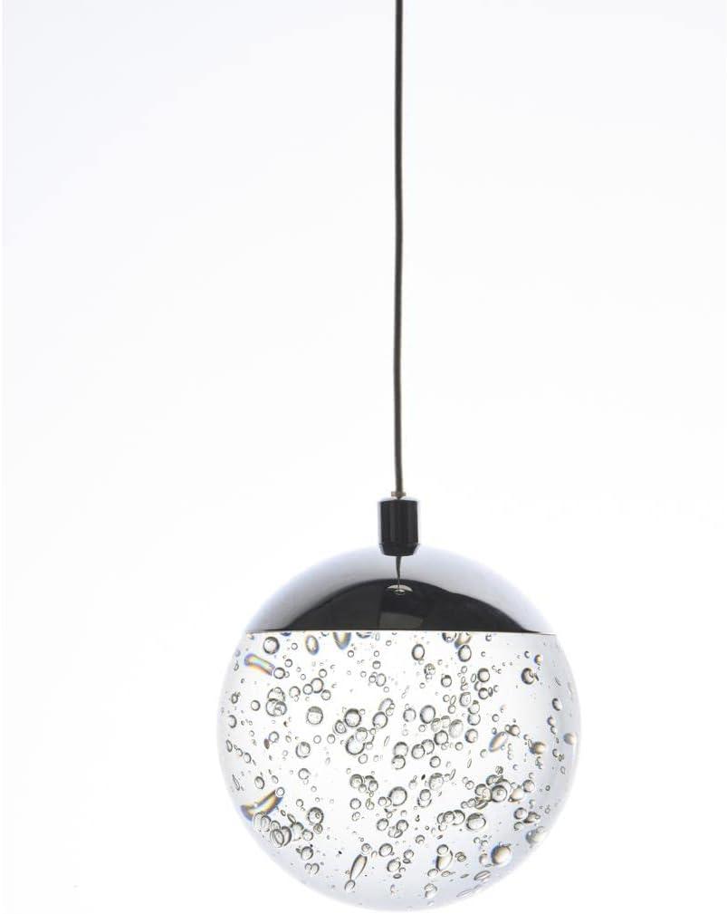 Polished Chrome LED Globe Pendant with Crystal Bubble Shade