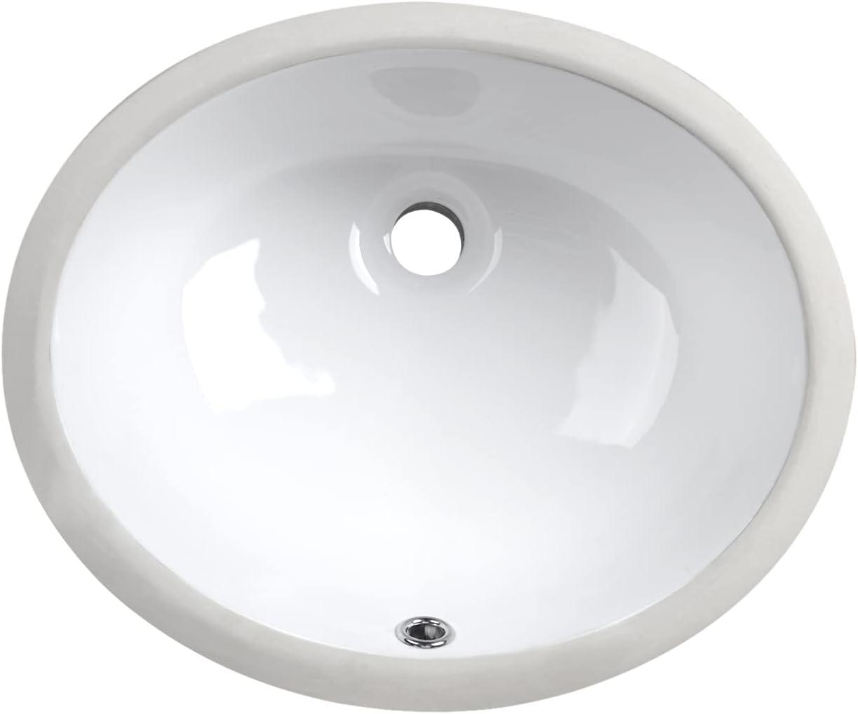 DeerValley Liberty 17" X 14" Oval Vitreous China Undermount Bathroom Sink with Overflow