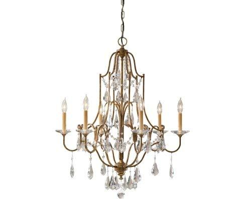 Feiss F2478/6OBZ Valentina Crystal Candle Chandelier Lighting, Bronze, 6-Light (29"Dia x 33"H) 360watts