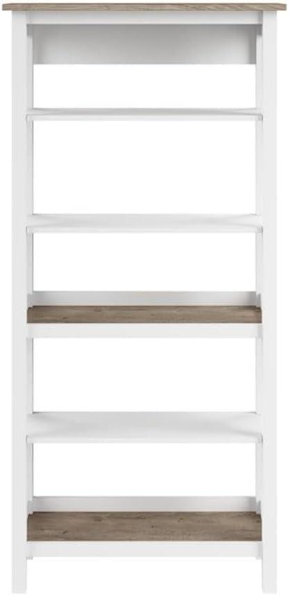 Mayfield Tall 5 Shelf Bookcase in Pure White and Shiplap Gray - Engineered Wood