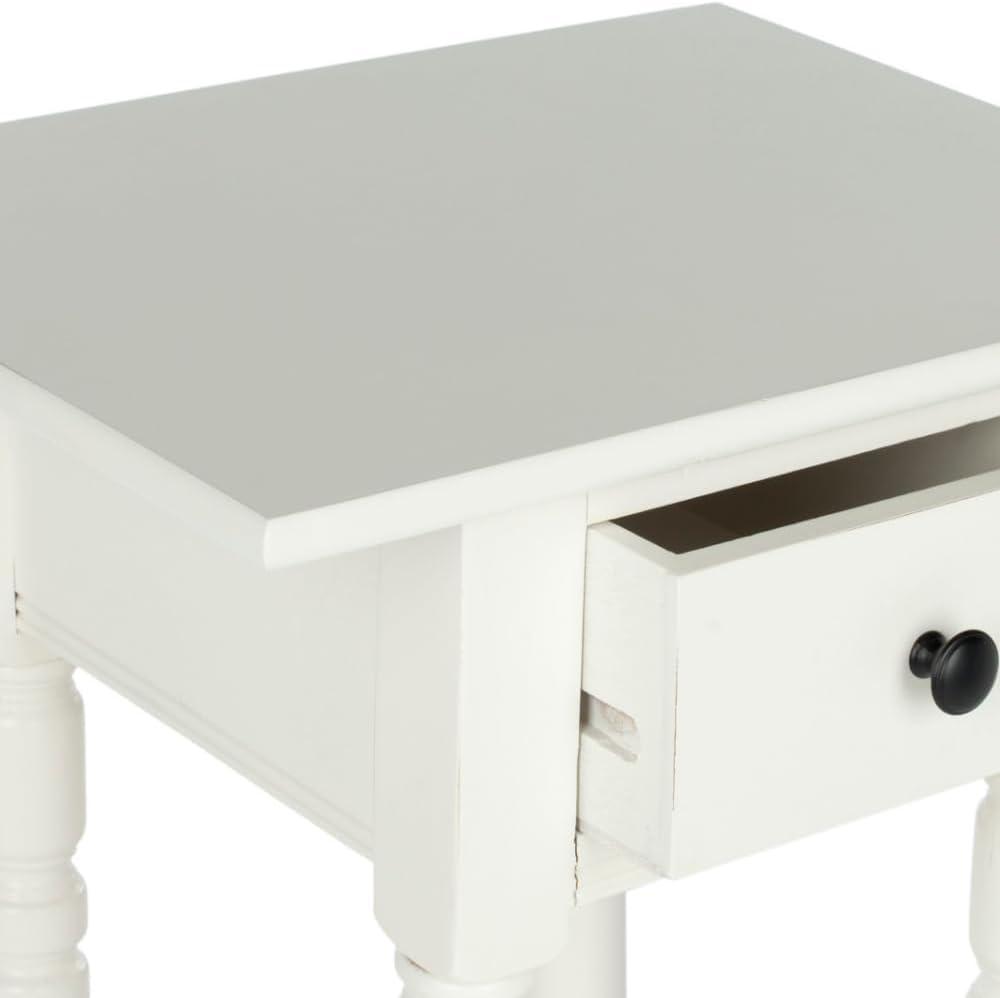 Sabrina End Table With Storage Drawer - Distressed  Cream - Safavieh.