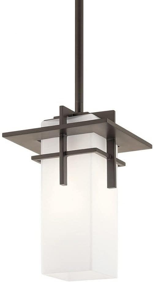 Caterham 10" 1 Light Outdoor Pendant with Satin Etched Cased Opal Glass in Olde Bronze®