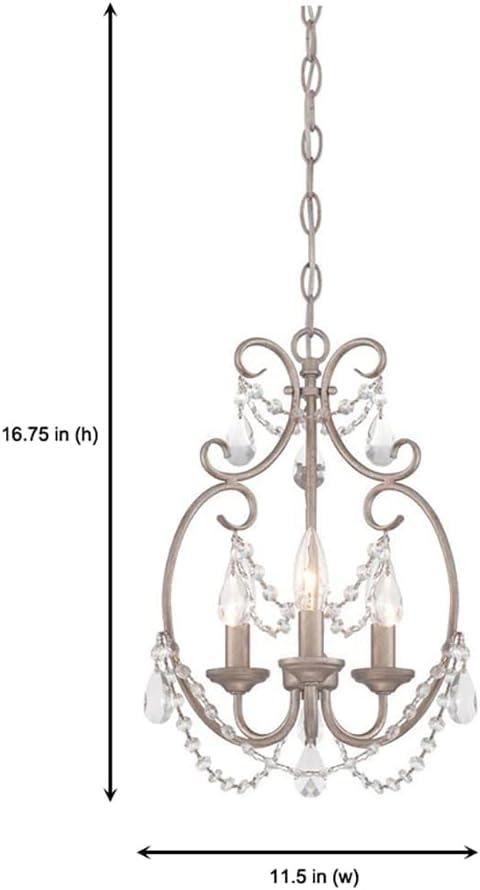 Mini Bronze Crystal 11.5" Plug-in Candle Chandelier