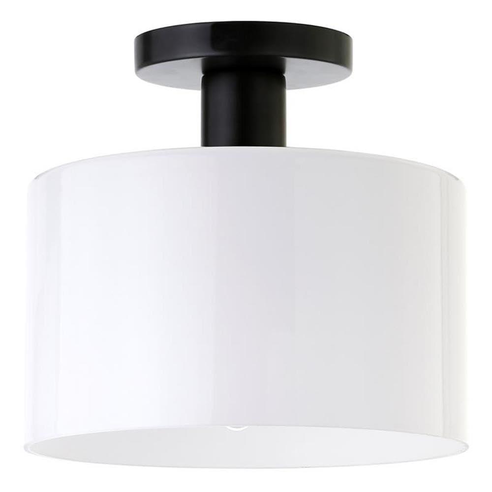 Evelyn&Zoe 10" Matte Black Metal/Glass Semi Flush Mount