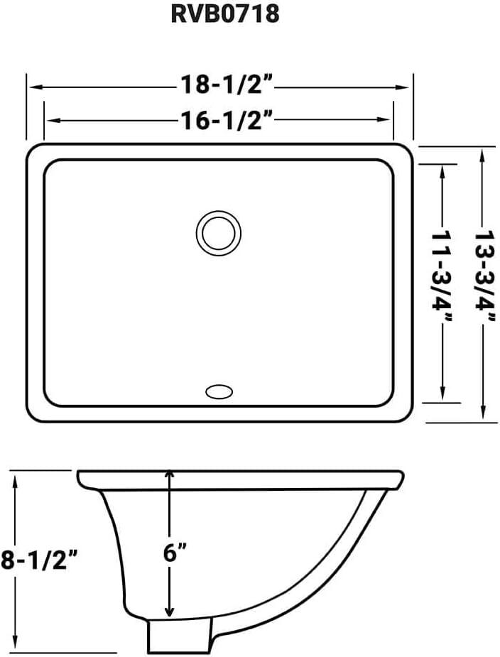 Ruvati 17 x 12 inch Undermount Bathroom Rectangular Porcelain Ceramic Sink with Overflow