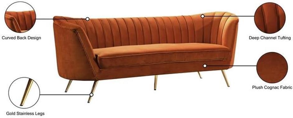 Meridian Furniture Margo Cognac Velvet Sofa