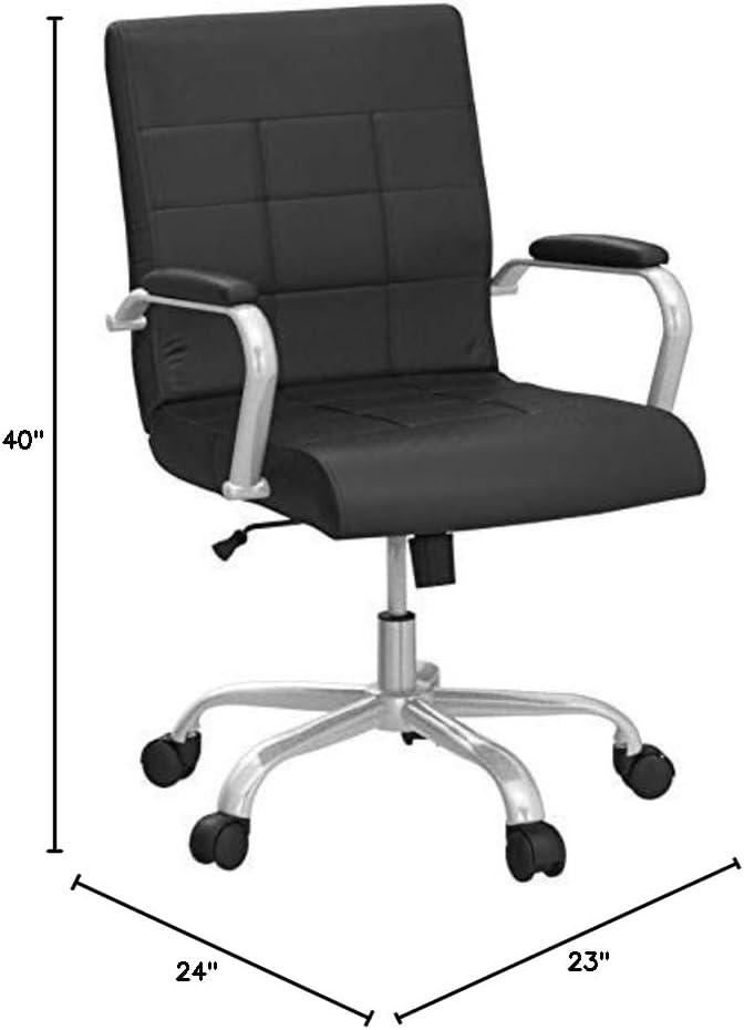 Flash Furniture Mid-Back Vinyl Executive Swivel Office Chair with Chrome Base and Arms