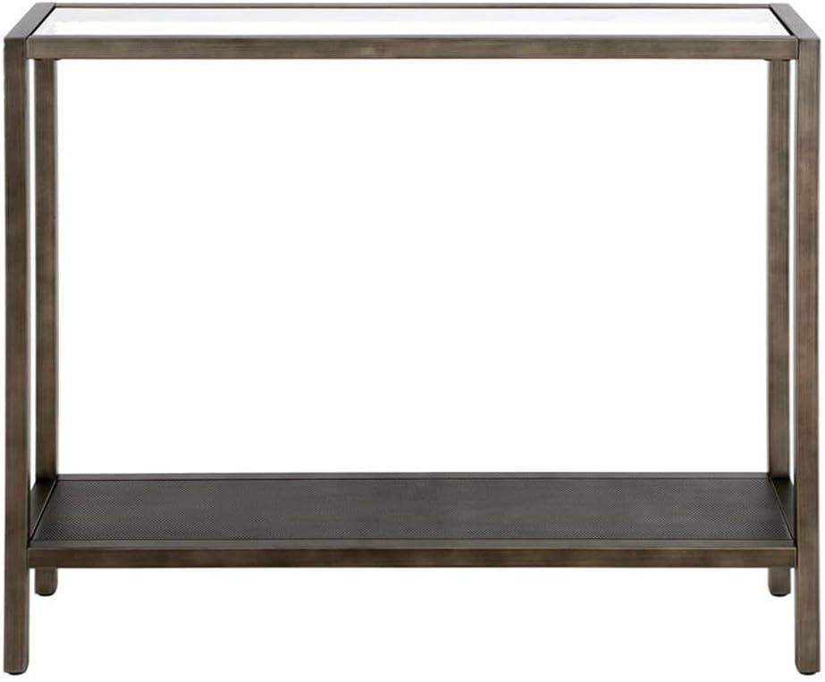 Evelyn&Zoe Rigan 46" Wide Rectangular Console Table, Blackened Bronze