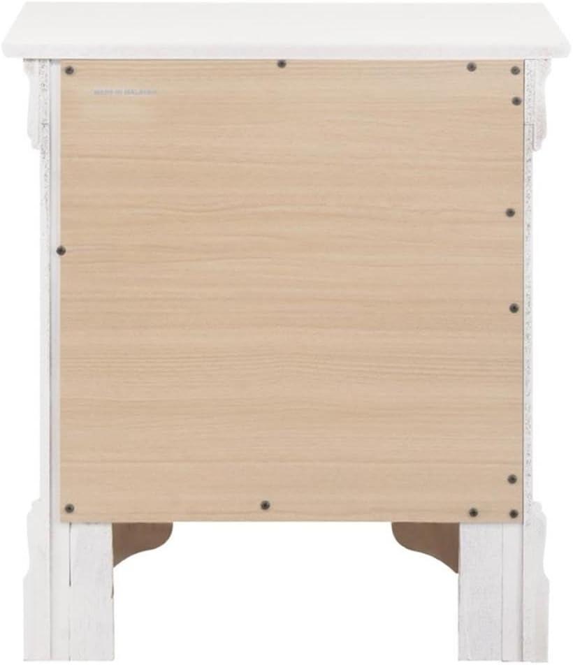 Pink and White Solid Wood 2-Drawer Nightstand