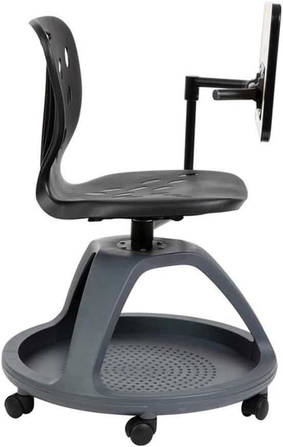 Flash Furniture Mobile Desk Chair with 360° Tablet Rotation and Storage Cubby