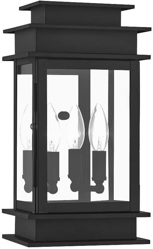 2014-04-Livex Lighting-Princeton - 2 Light Outdoor Wall Lantern in Traditional Style - 7.5 Inches wide by 14 Inches high-Black Finish