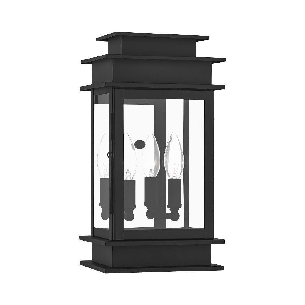 2014-04-Livex Lighting-Princeton - 2 Light Outdoor Wall Lantern in Traditional Style - 7.5 Inches wide by 14 Inches high-Black Finish