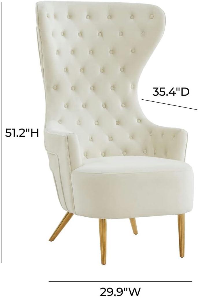 TOV Furniture Jezebel Cream Velvet Wingback Chair