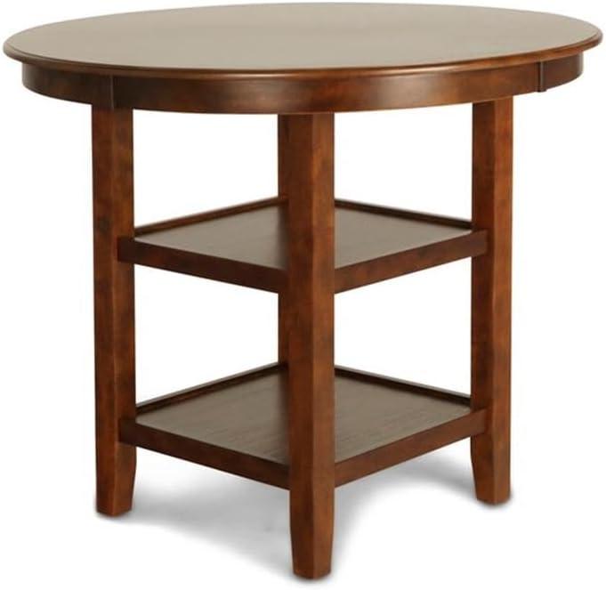 Gia 5-Piece Brown Wood Round Counter Dining Set