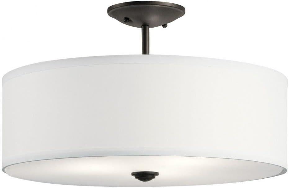 Kichler Shailene 18" 3 Light Olde Bronze Semi-Flush Mount Light with Microfiber Shade