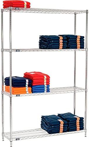 Nexel 4 Tier Chrome Wire Shelving Starter Unit, 48"W x 12"D x 86"H