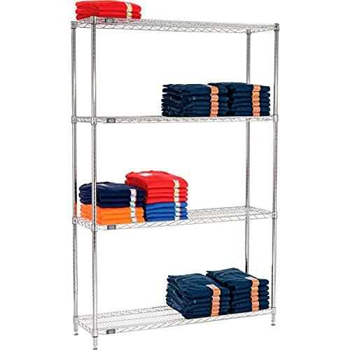 Nexel 4 Tier Chrome Wire Shelving Starter Unit, 48"W x 12"D x 86"H