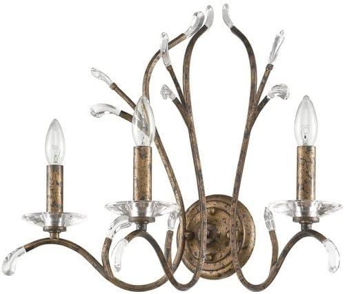 Serafina 3-Light Bronze Sconce with Clear Crystal Accents