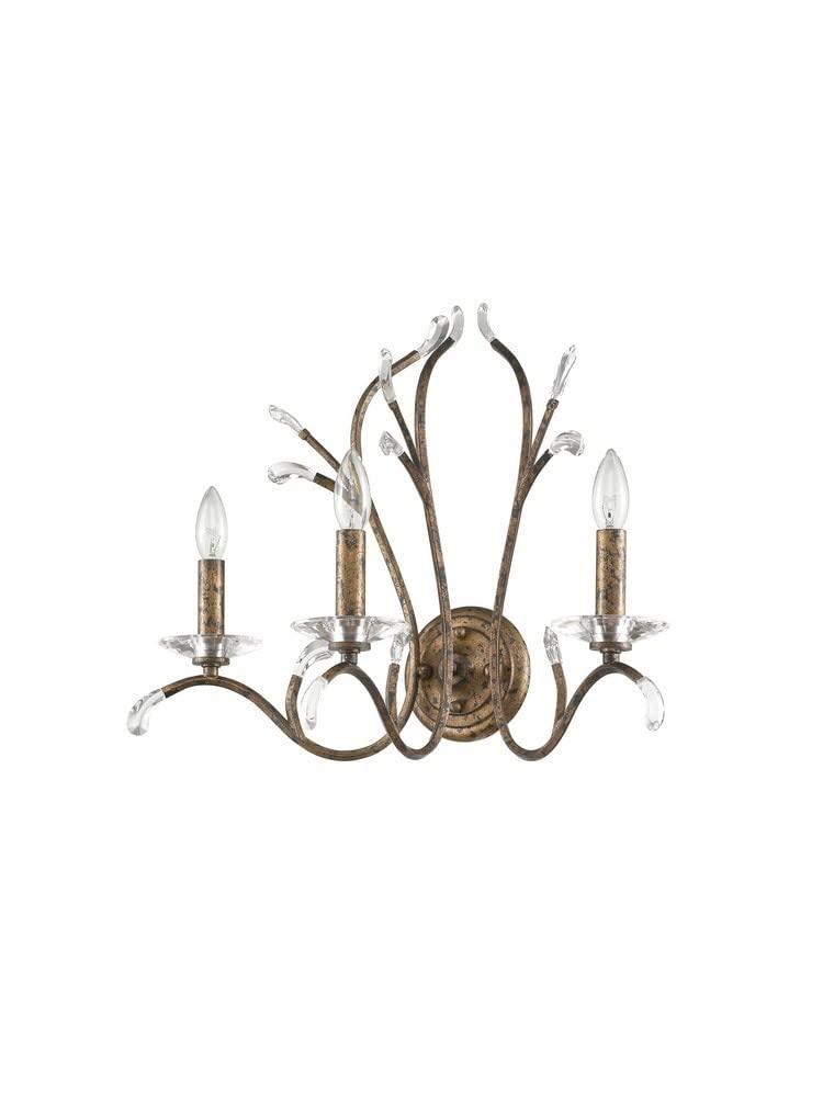 Serafina 3-Light Bronze Sconce with Clear Crystal Accents