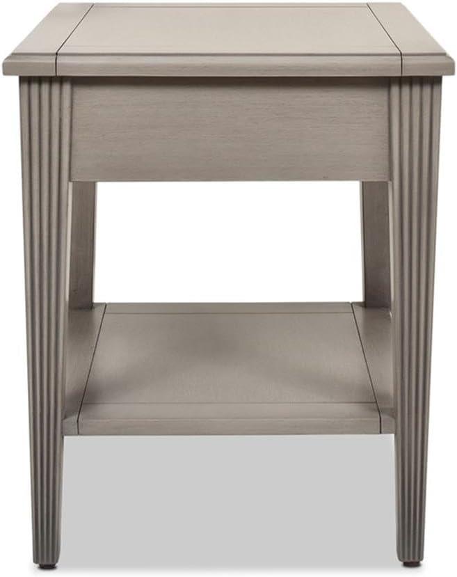 Gray Cashmere Wood and Gold Accent Storage End Table