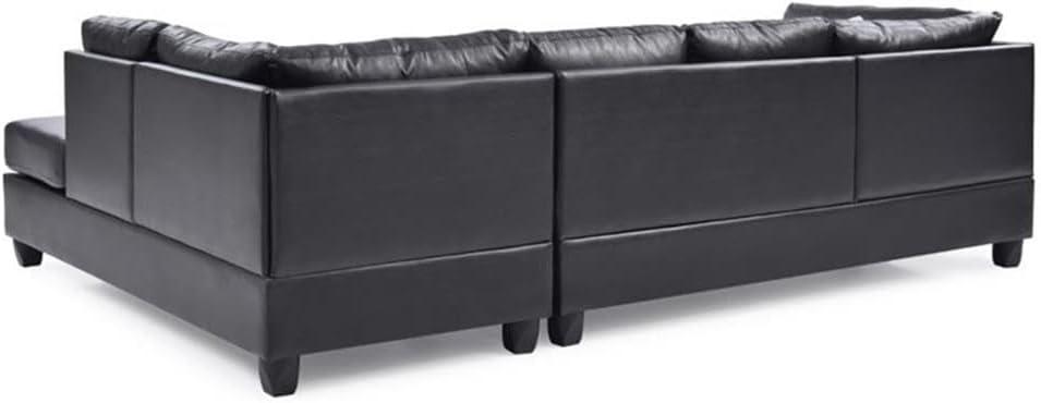 Glory Furniture Malone Faux Leather Sectional in Black