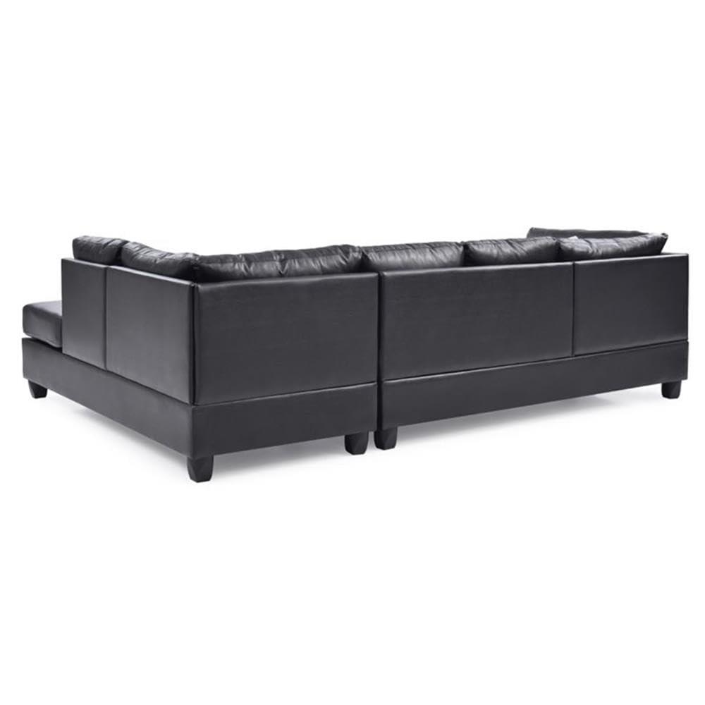 Glory Furniture Malone Faux Leather Sectional in Black