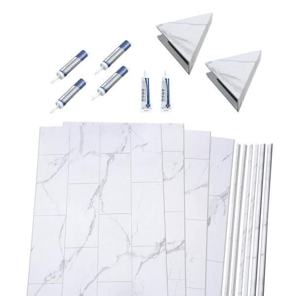 Palisade Palisade 78in x 60in x 32in Waterproof Vinyl Shower Surround Kit with Accessories in Urban Glacier