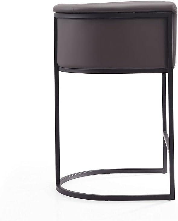 Manhattan Comfort Cosmopolitan Metal Counter Height Barstool Pebble: Upholstered, Low Back, Armrest