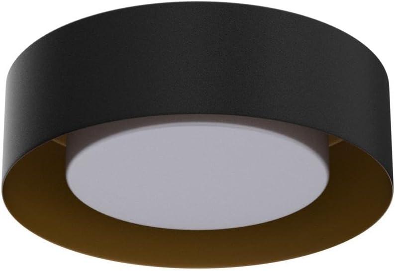 Modern Black and Gold Glass Drum Flush Mount Ceiling Light