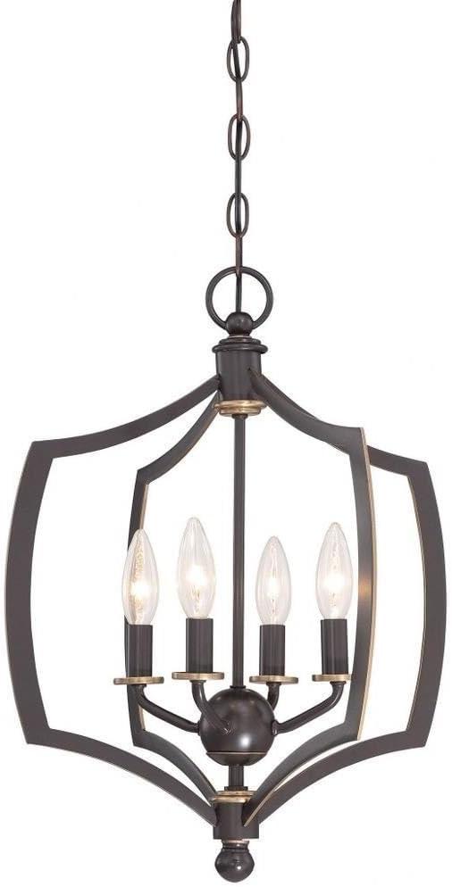 Mini Chandelier 4 Light Downton Bronze/Gold In Transitional Style 20.25 Inches Tall By 16 Inches Wide     -Traditional Installation Minka Lavery