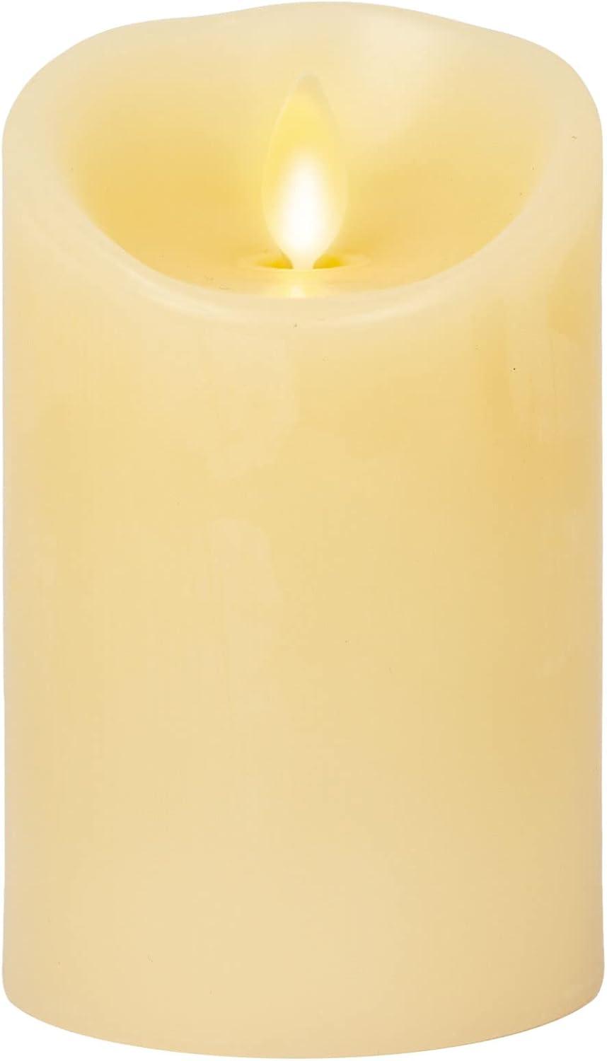 Ivory Flameless LED Pillar Candle with Scalloped Edge, 3" x 4.5"