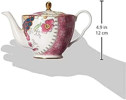 Butterfly Bloom Floral Bone China Teapot with Gold Accents