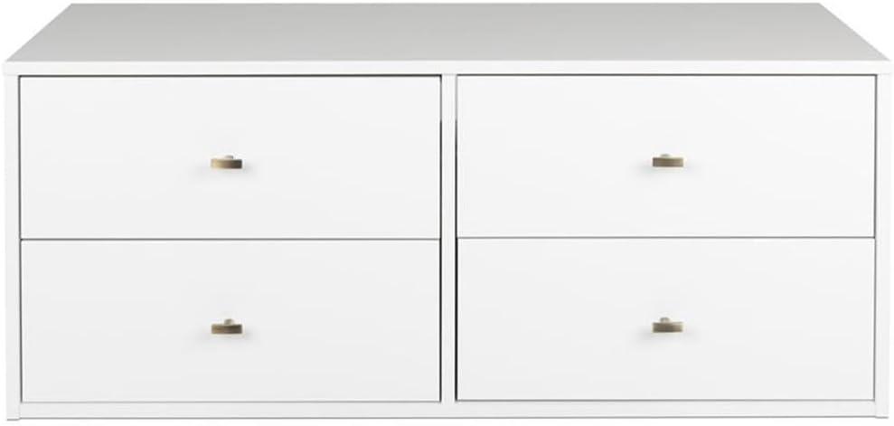 Floating 4 Drawers Dresser White - Prepac: Wall Mounted, Space-Saving Storage, Easy to Assemble