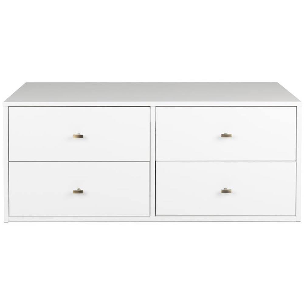 Floating 4 Drawers Dresser White - Prepac: Wall Mounted, Space-Saving Storage, Easy to Assemble