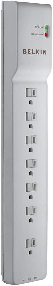 Belkin Home/Office Surge Protector, 7 AC Outlets, 6 ft Cord, 2,320 J, White