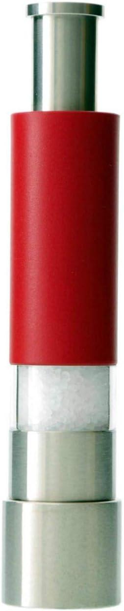 Red Stainless Steel One-Handed Salt and Pepper Grinder