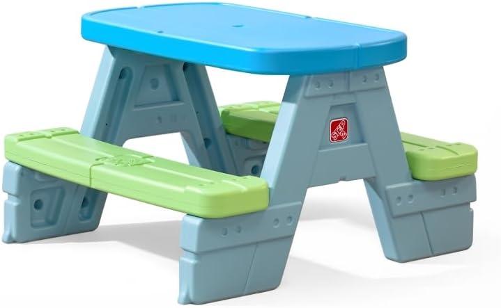 Step2 Rectangle Sun & Shade Picnic Table with Umbrella - Blue/Green