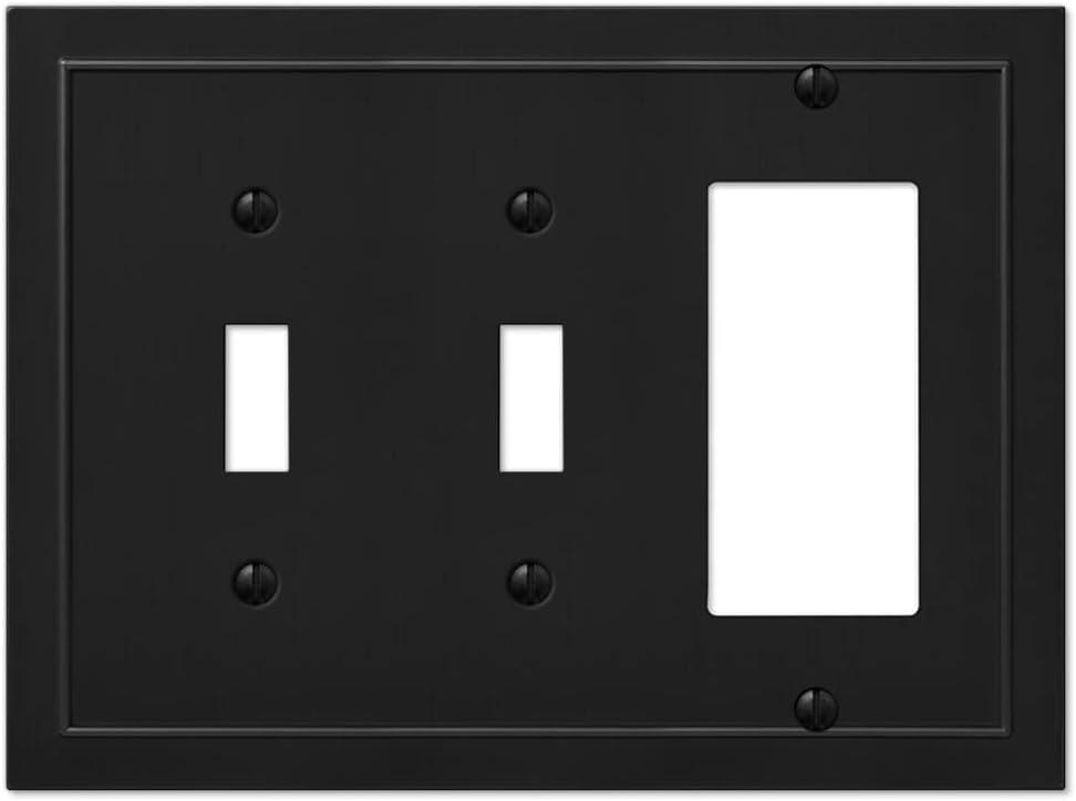 Amerelle 57TTRBK Bethany Wallplate, 2 Toggle / 1 Rocker, Cast Metal, Black 1-Pack