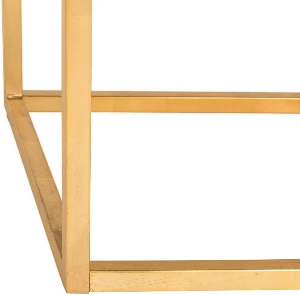 Rowan Contemporary Glam Square Ottoman - Black/Gold - Safavieh