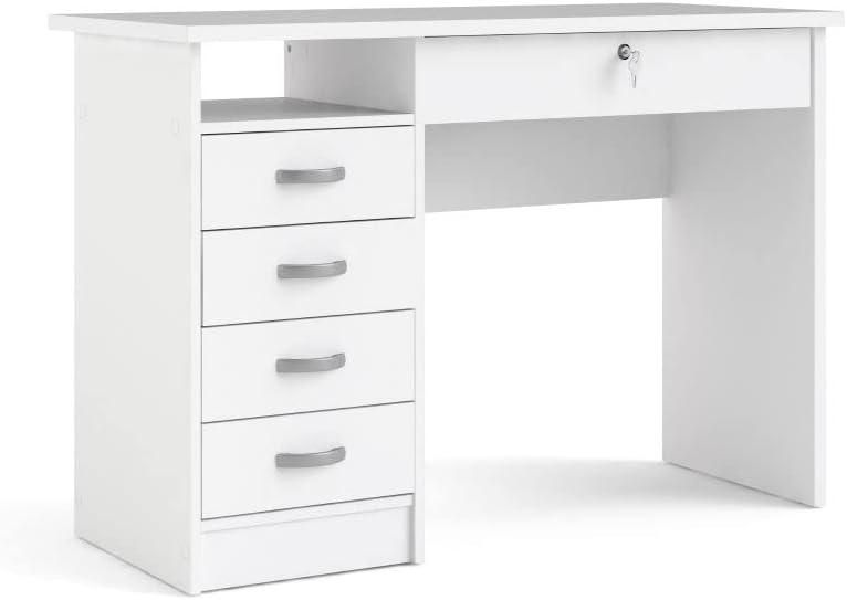 Walden White Engineered Wood Desk with 5 Drawers