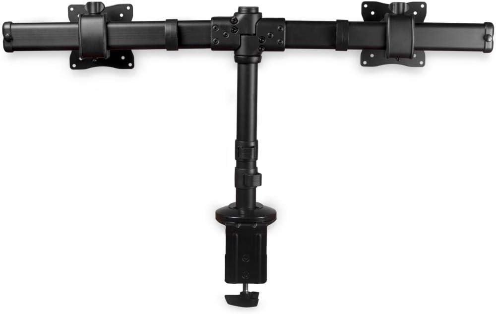 Black Dual Monitor Desk Mount with Adjustable Arms