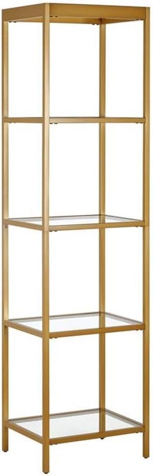 Alexis 70" Brass and Glass Modern Bookcase