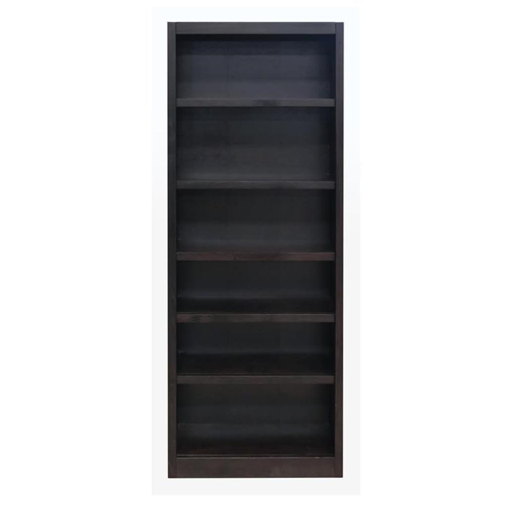 Concepts in Wood 6 Shelf Wood Bookcase, 84 inch Tall - Espresso Finish