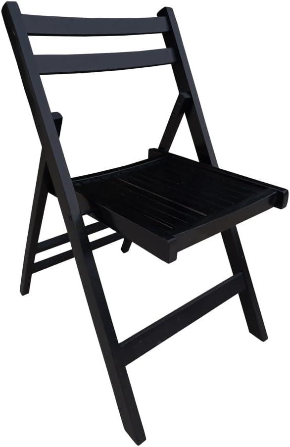 4 Pack Wooden Folding Chair, Foldable Dining Chair Set with Solid Wood Slatted Seat and Open Back, Outdoor/Indoor Portable Event Chair Wedding Chair for Dining Room Kitchen Balcony Garden, Black